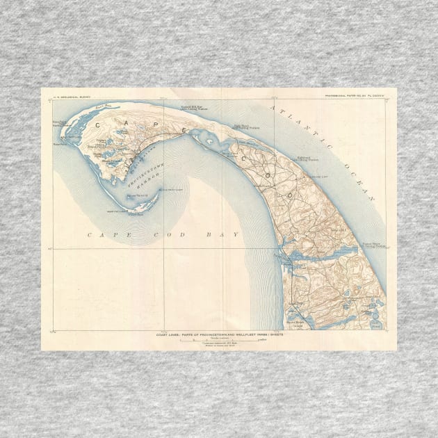 Vintage Map of Lower Cape Cod by Bravuramedia